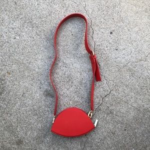 Leather Mini Crossbody Bag in Red
